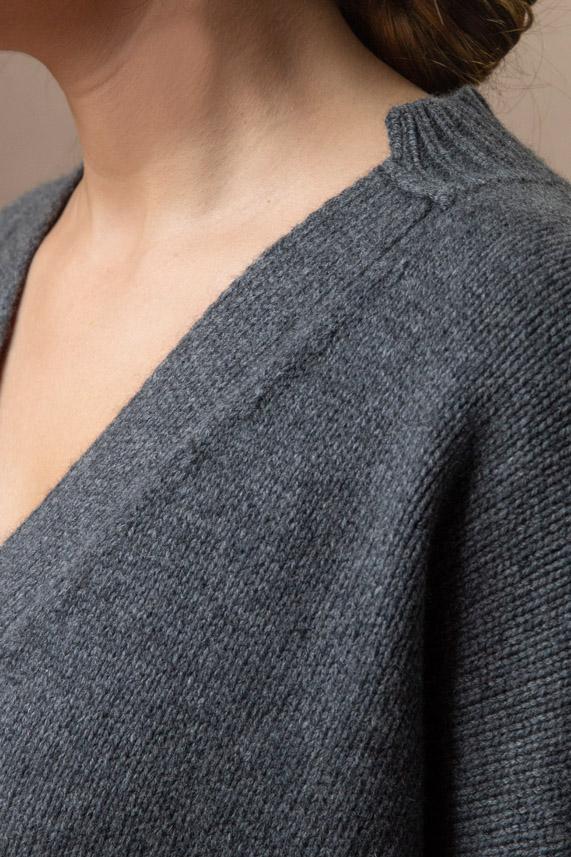 Rose & Lini OYUNA CASHMERE “CARDIGAN AIRE” SLATE GREY Sottocosto