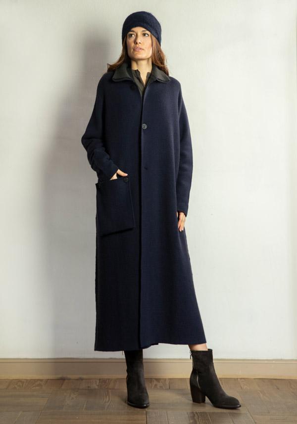 Rose & Lini OYUNA REVERSIBLE CASHMERE “COAT OLAMU” FOREST & OCEAN Presa