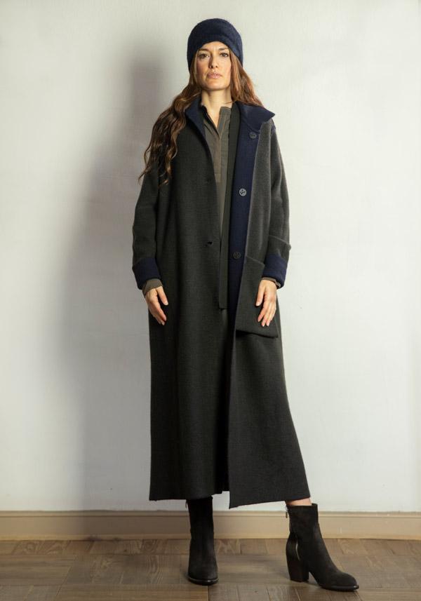 Rose & Lini OYUNA REVERSIBLE CASHMERE “COAT OLAMU” FOREST & OCEAN Presa