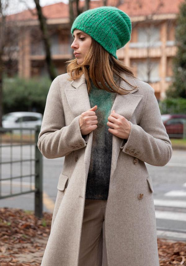 Rose & Lini ALMAROSA WOOL “COAT 535” TAUPE Offerta