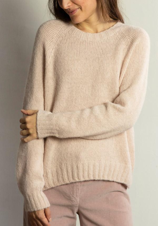 Rose & Lini OLIVER LATTUGHI BABY ALPACA “R-NECK” CHAMPAGNE PULL Online