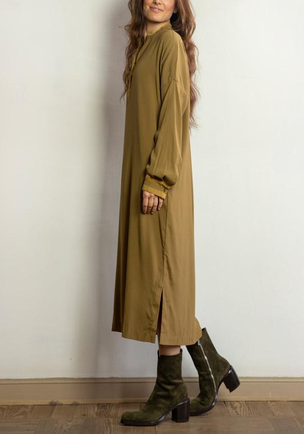 Rose & Lini KRISTENSEN DU NORD SILK “SHIRT DRESS 352” DARK OLIVE In Saldo