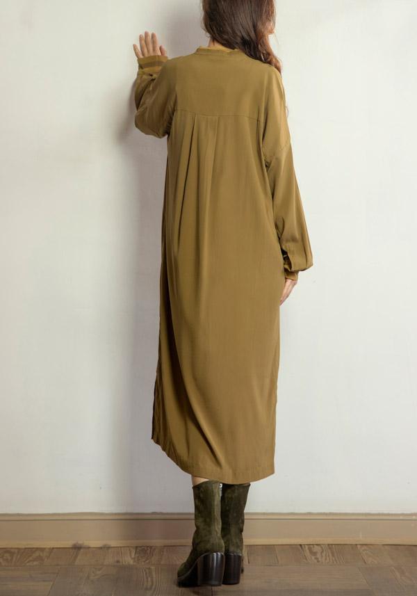 Rose & Lini KRISTENSEN DU NORD SILK “SHIRT DRESS 352” DARK OLIVE In Saldo