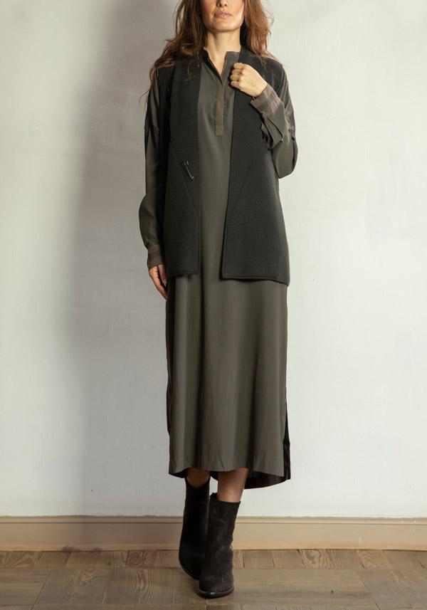 Rose & Lini KRISTENSEN DU NORD SILK “SHIRT DRESS 352” FOREST Nuova
