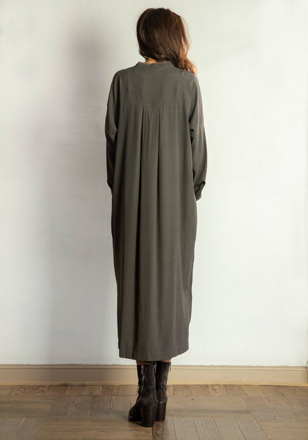Rose & Lini KRISTENSEN DU NORD SILK “SHIRT DRESS 352” FOREST Nuova