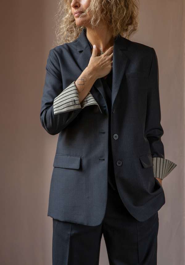 Rose & Lini IBRIGU CHARCOAL WOOL JACKET “MONOPETTO” Negozio online di fabbrica
