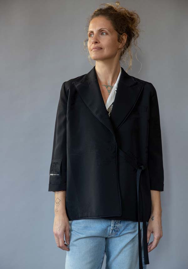 Rose & Lini IBRIGU SILK JACKET “INCROCIATA GJ42” BLACK Prezzo di fabbrica