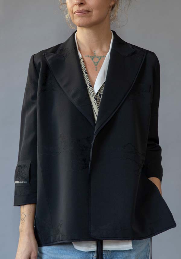 Rose & Lini IBRIGU SILK JACKET “INCROCIATA GJ42” BLACK Prezzo di fabbrica