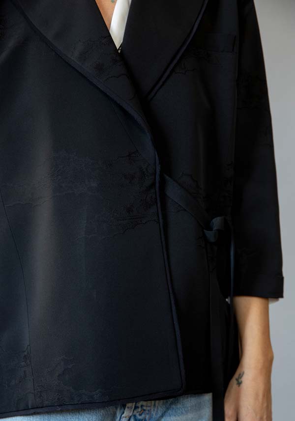 Rose & Lini IBRIGU SILK JACKET “INCROCIATA GJ42” BLACK Prezzo di fabbrica