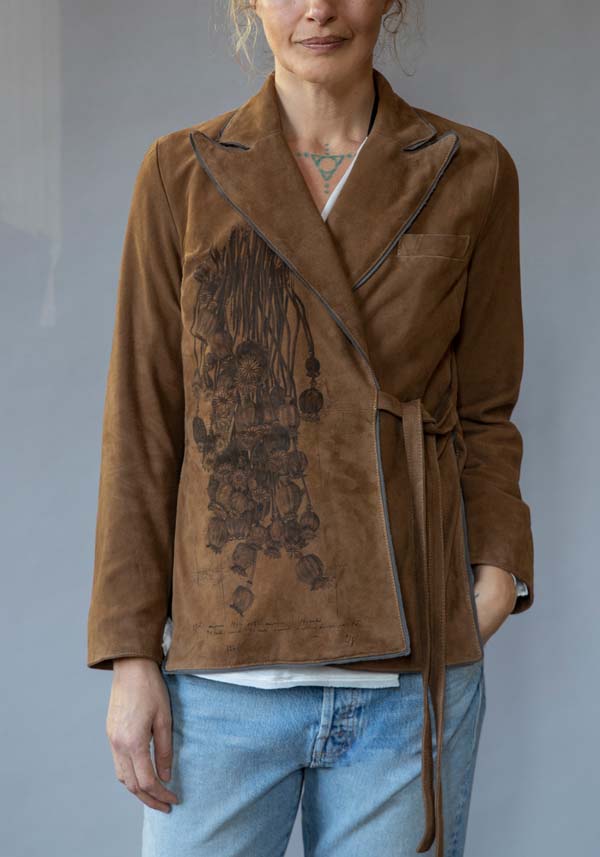 Rose & Lini IBRIGU SUEDE LEATHER JACKET “INCROCIATA GJ42” CARAMEL Offerta speciale