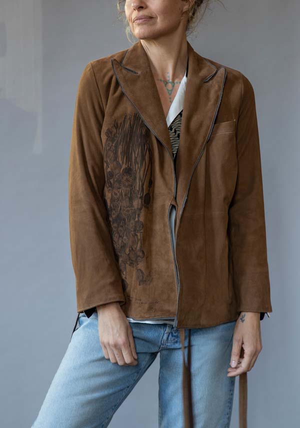 Rose & Lini IBRIGU SUEDE LEATHER JACKET “INCROCIATA GJ42” CARAMEL Offerta speciale