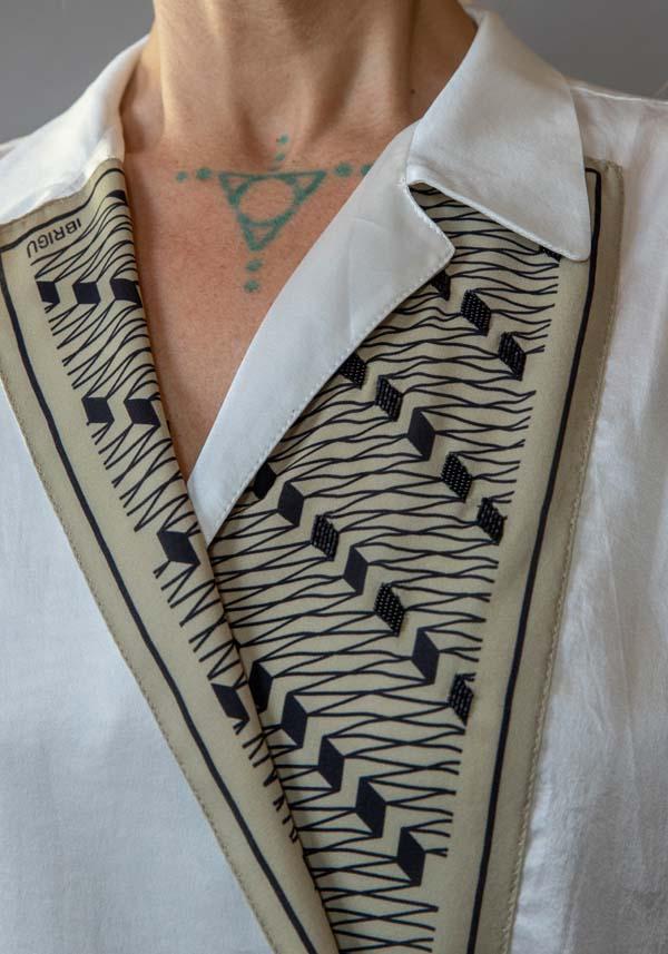 Rose & Lini IBRIGU PRINTED SILK “SHIRT CM20” WHITE Comprare a buon mercato