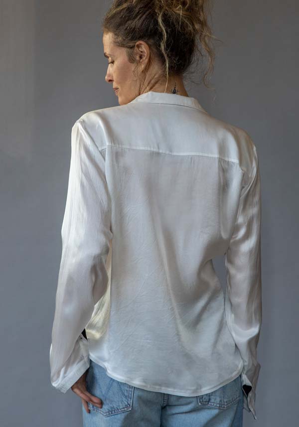 Rose & Lini IBRIGU PRINTED SILK “SHIRT CM20” WHITE Comprare a buon mercato