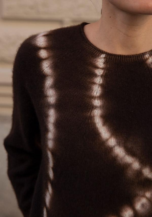 Rose & Lini SUZUSAN CASHMERE “PULL 3028” BROWN & GREY Grande vendita