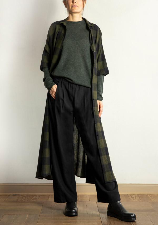 Rose & Lini APUNTOB COTTON & WOOL “PANTS 1382” BLACK Offerta esclusiva