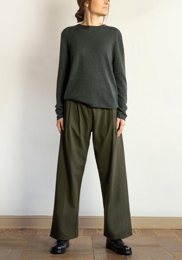 Rose & Lini APUNTOB COTTON & WOOL “PANTS 1382” MILITARY Vendite stagionali
