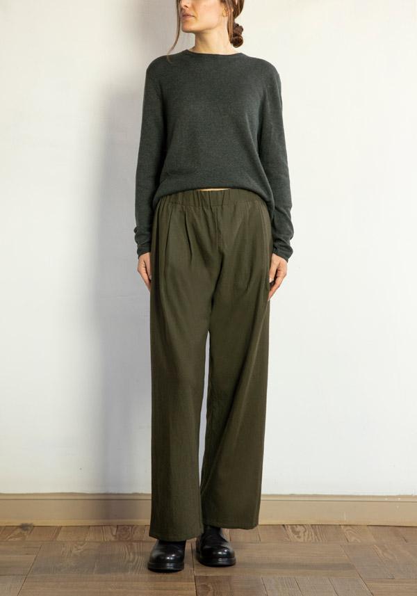 Rose & Lini APUNTOB COTTON & WOOL “PANTS 1382” MILITARY Vendite stagionali