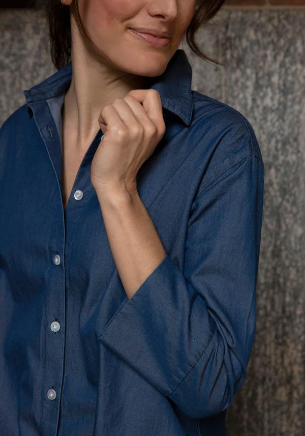 Rose & Lini FINAMORE COTTON “SAHARA” DENIM SHIRT Offerta Pasqua
