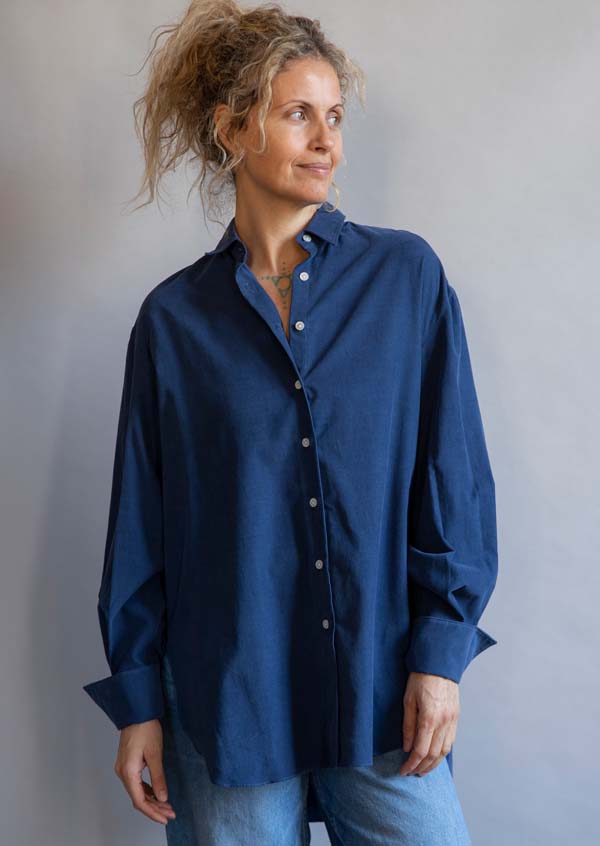 Rose & Lini FINAMORE COTTON “LIV” NAVY SHIRT Offerta San Valentino