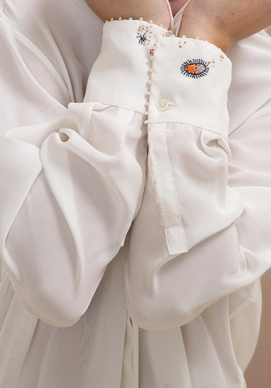 Rose & Lini AN AN LONDREE SILK “LONG BLOUSE” WHITE Offerte esclusive