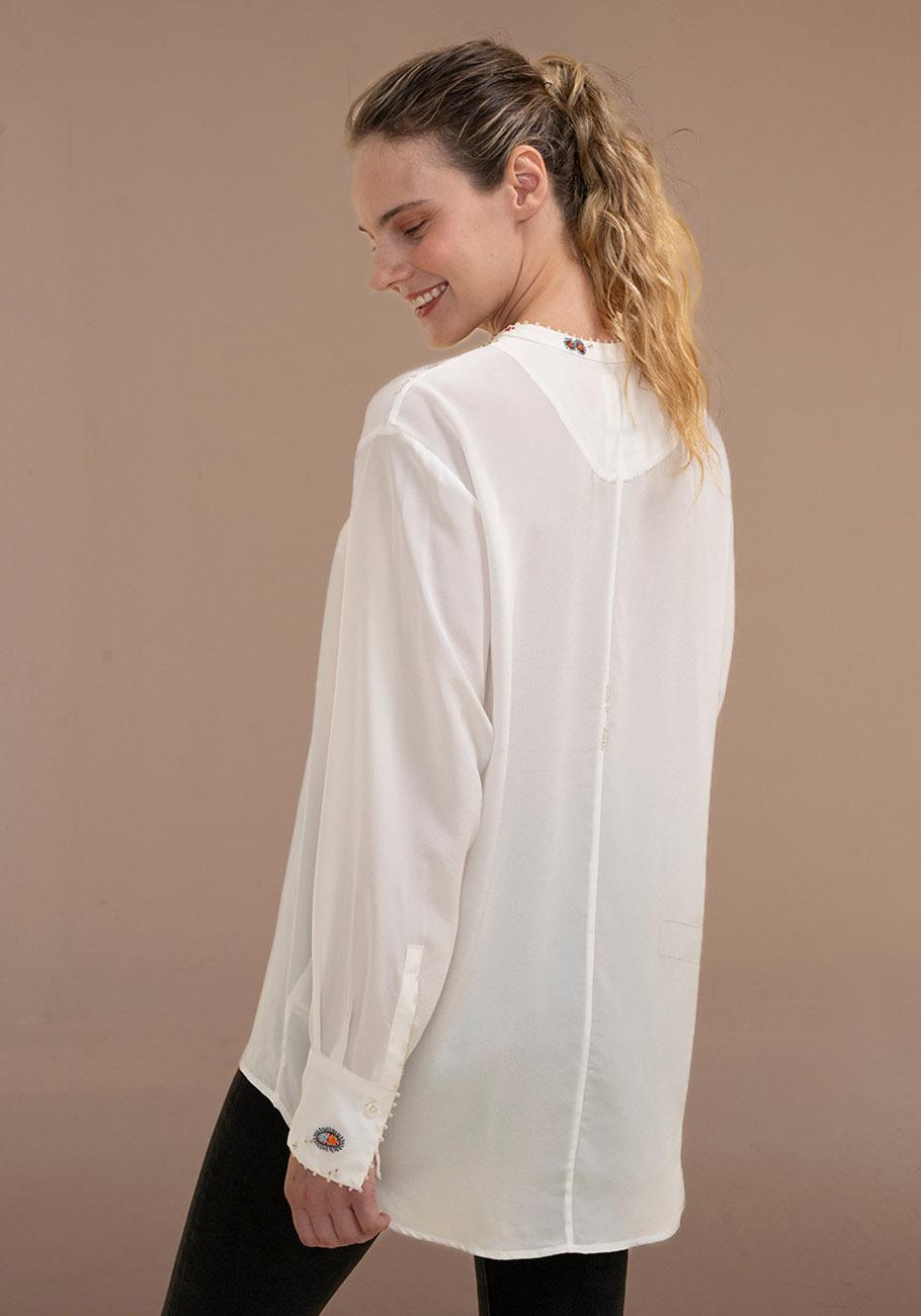 Rose & Lini AN AN LONDREE SILK “LONG BLOUSE” WHITE Offerte esclusive