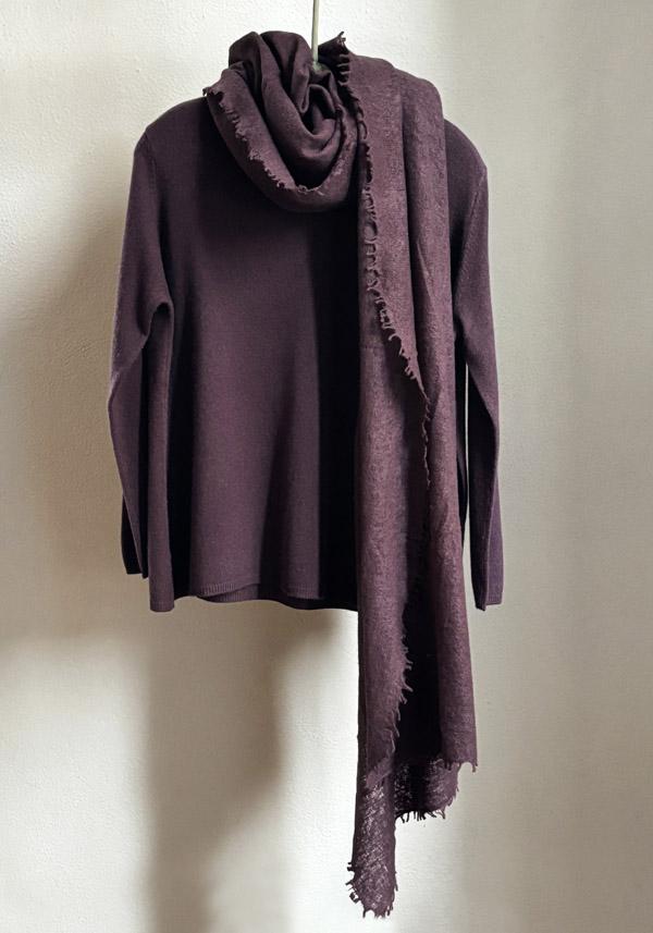 Rose & Lini MIRROR IN THE SKY CASHMERE V-NECK SWEATER PLAIN CHICORY Prezzo basso