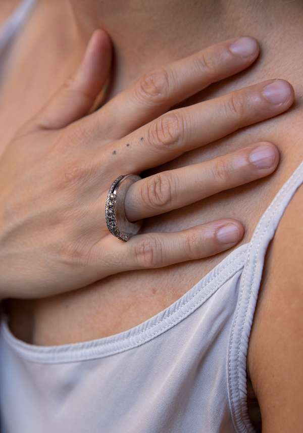 Rose & Lini ROSAMARIA “BRENNA” DIAMONDS SILVER RING 50% di sconto con spedizione gratuita