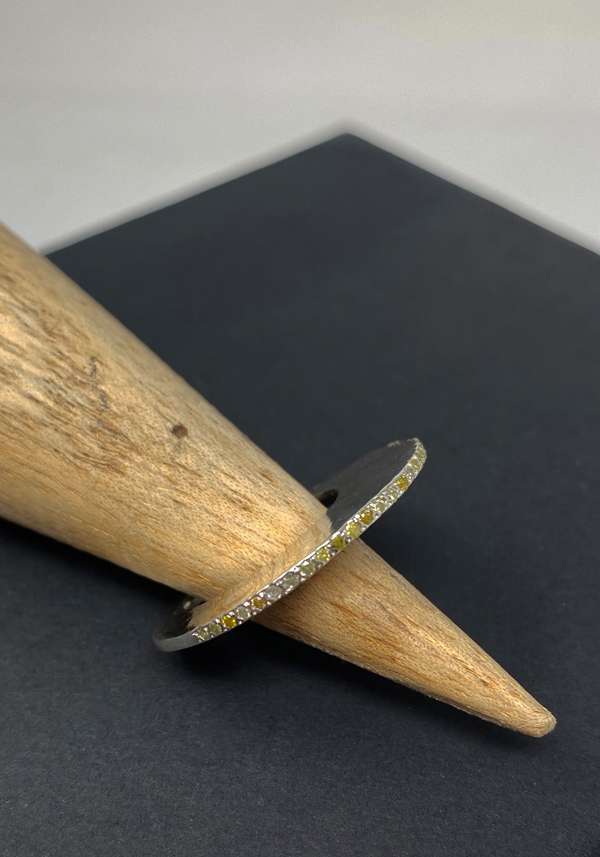 Rose & Lini ROSAMARIA “BRENNA” ICY YELLOW DIAMONDS SILVER RING Trasporto libero internazionale
