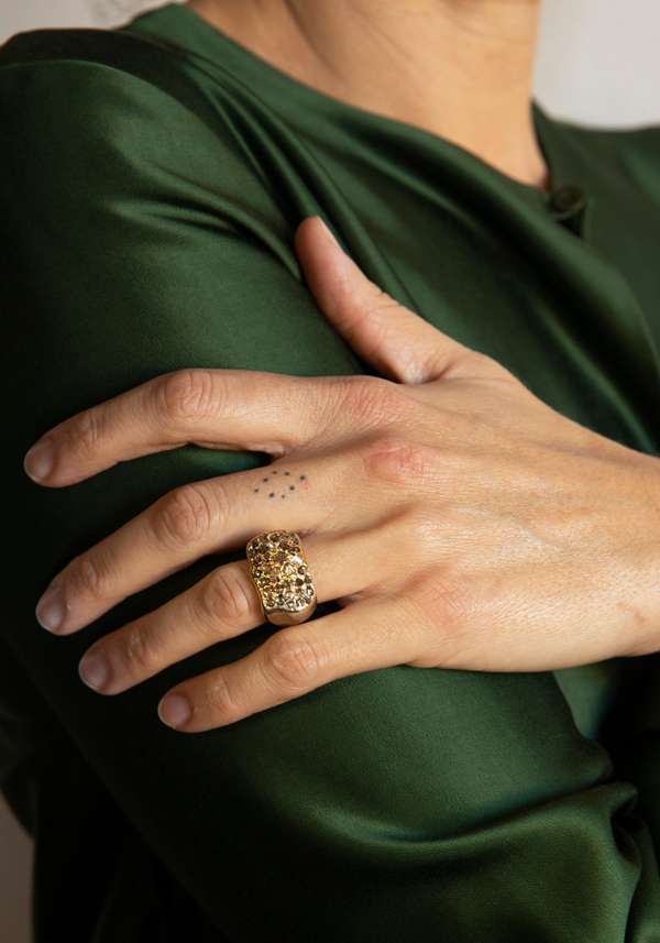 Rose & Lini ROSAMARIA SILVER & GOLD “NASHKA B” BROWN DIAMONDS RING Sconti questo mese