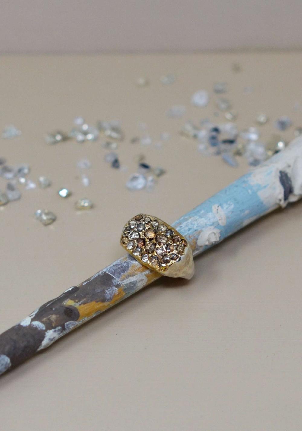 Rose & Lini ROSAMARIA SILVER & GOLD “NASHKA S” BROWN DIAMONDS RING 2025