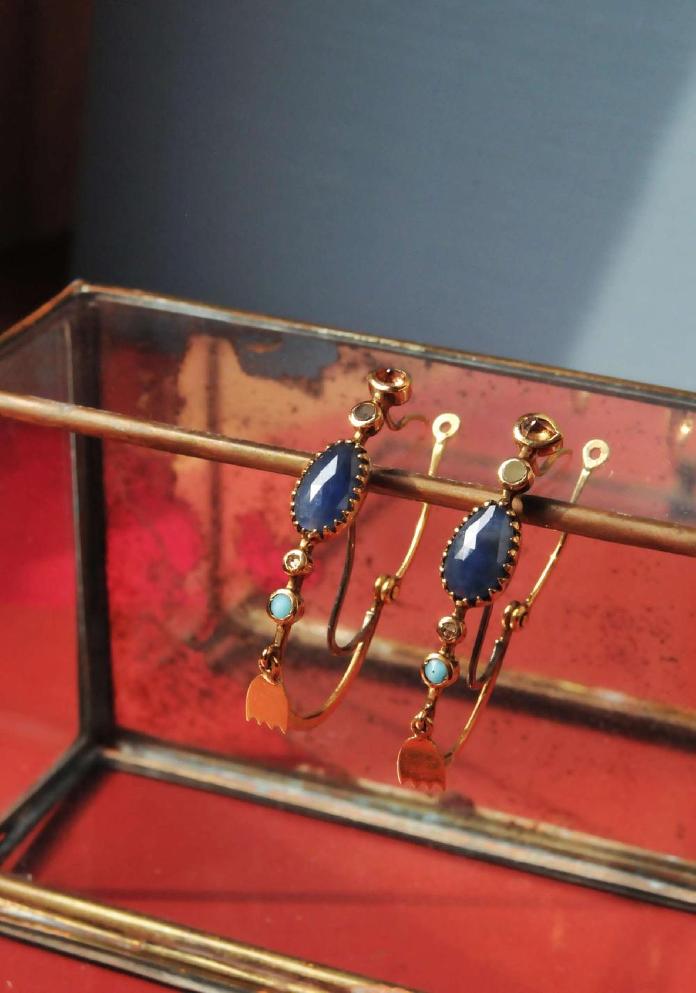 Rose & Lini DORETTE GOLD & BLUE EARRINGS Qualità