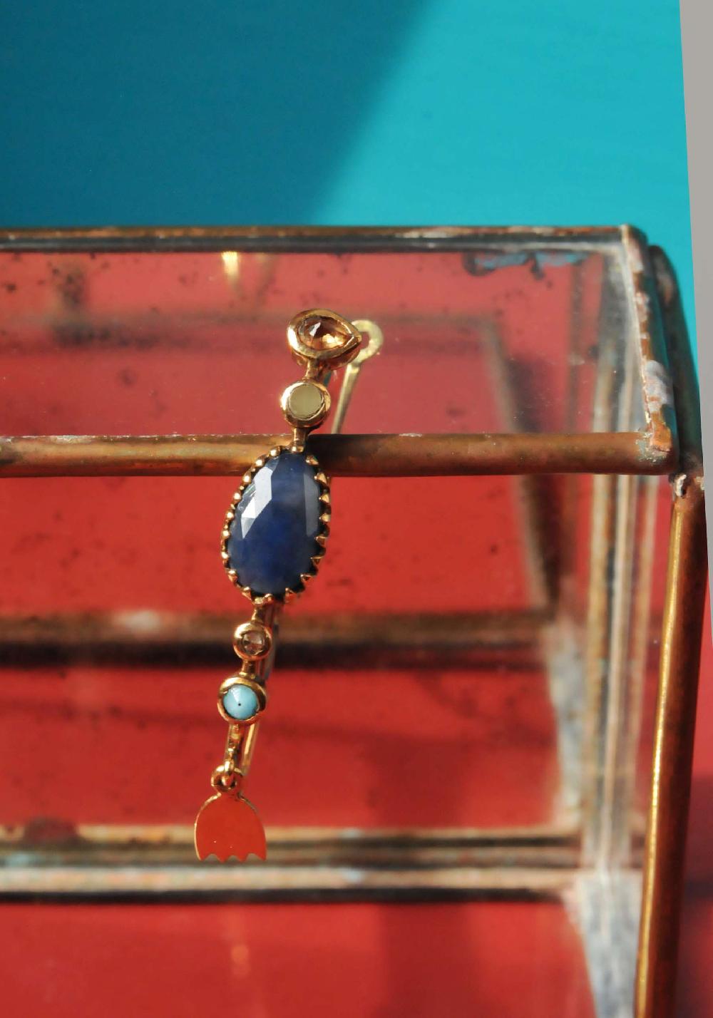 Rose & Lini DORETTE GOLD & BLUE EARRINGS Qualità