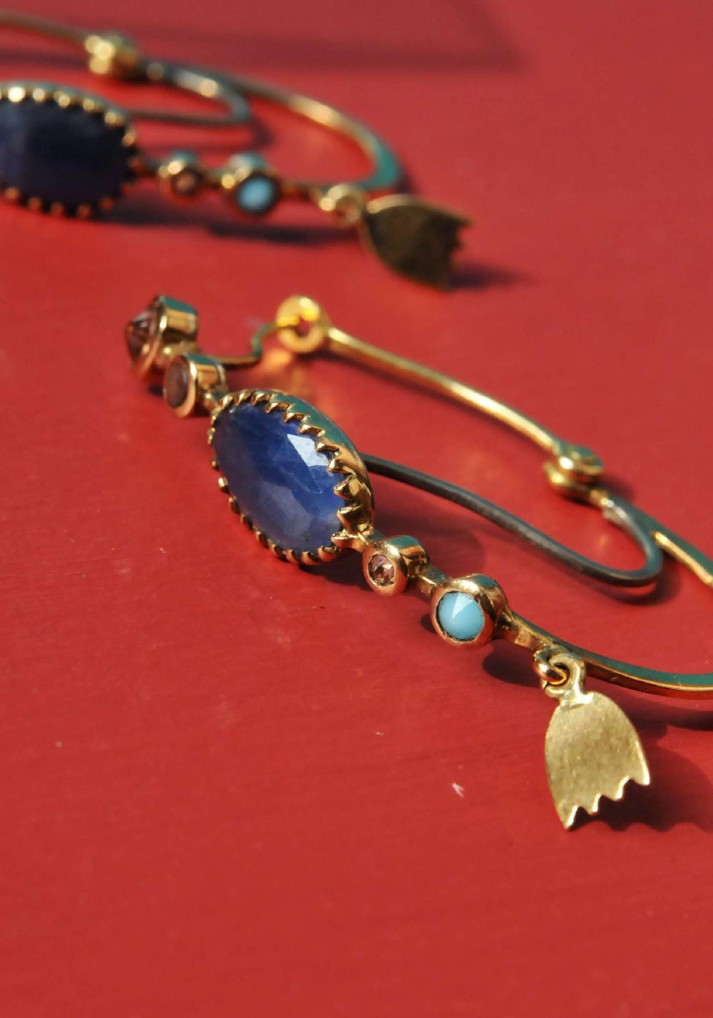 Rose & Lini DORETTE GOLD & BLUE EARRINGS Qualità