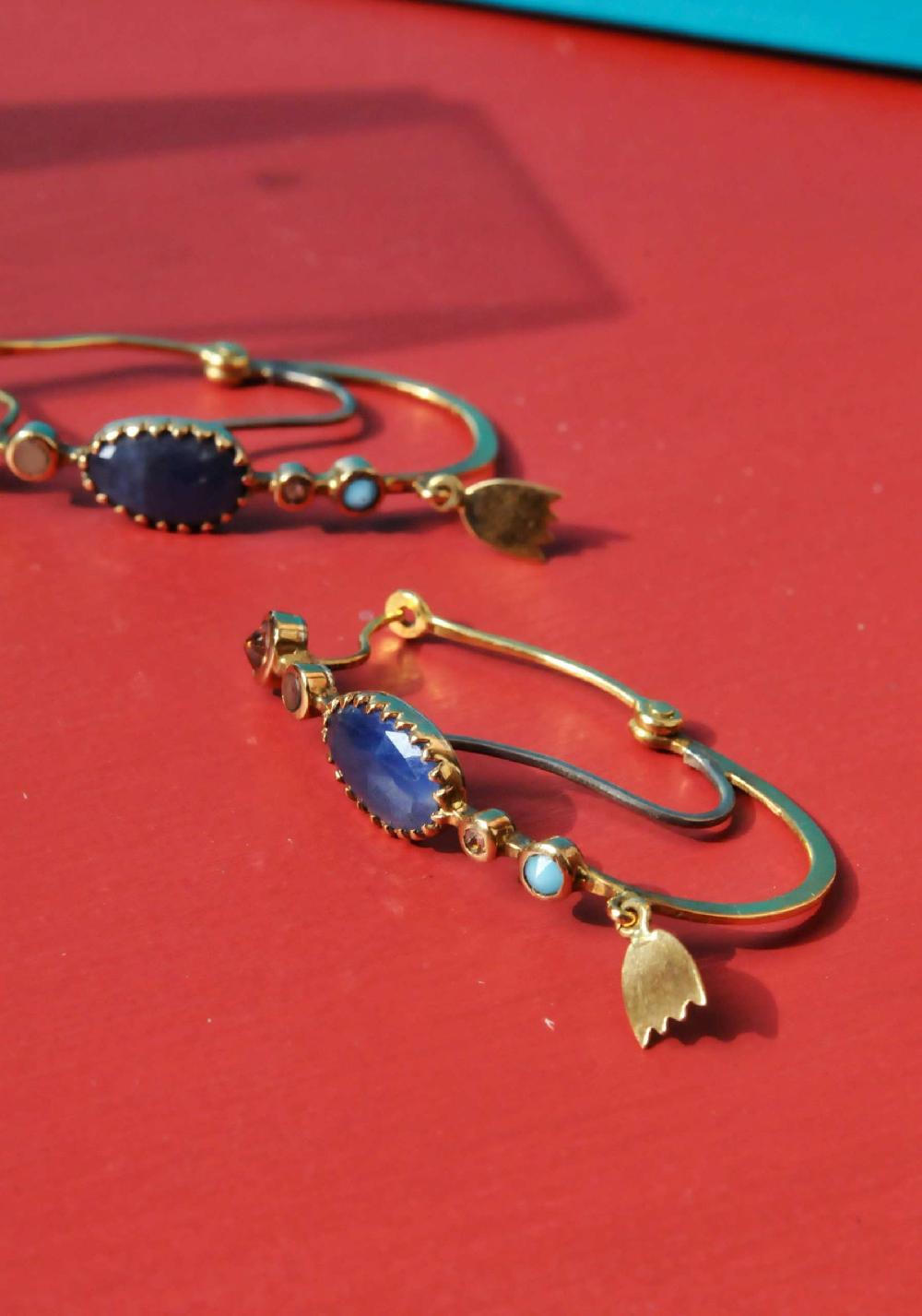 Rose & Lini DORETTE GOLD & BLUE EARRINGS Qualità