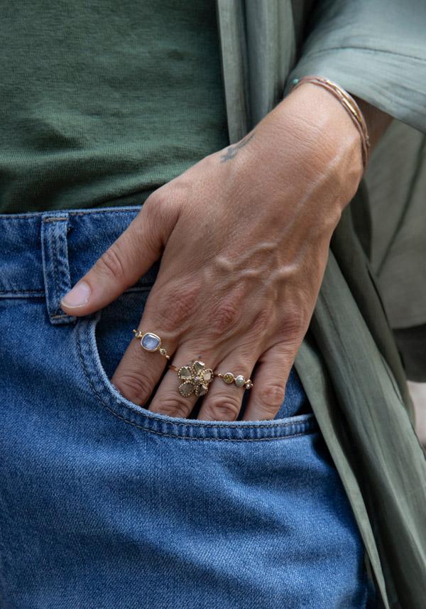Rose & Lini DORETTE DIAMONDS “BAGUE FLEUR” GOLD RING Promozione