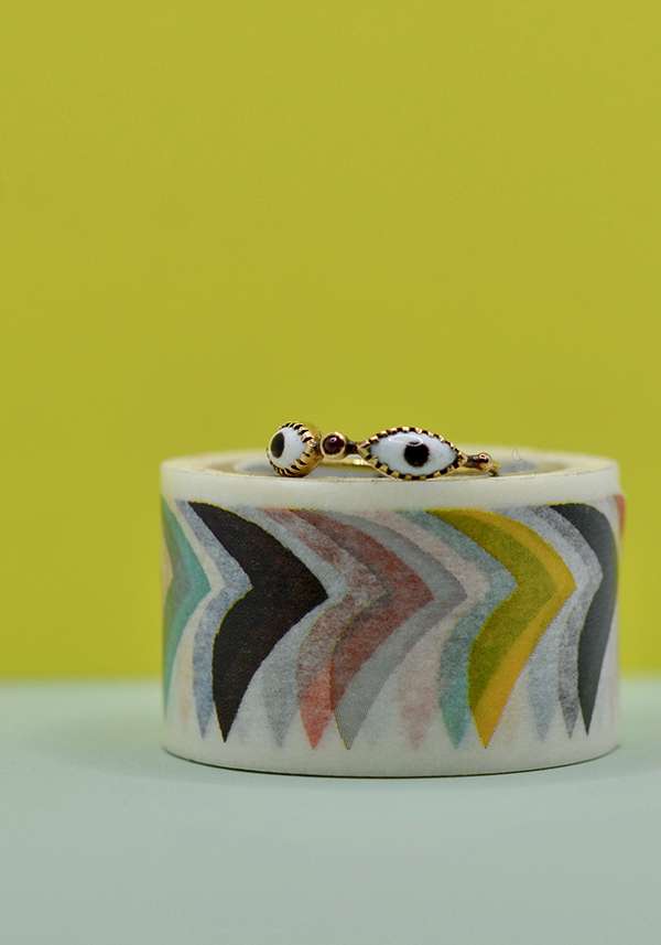 Rose & Lini DORETTE CERAMIC & RUBY “BAGUE OEIL” GOLD RING Soddisfazione Garantita
