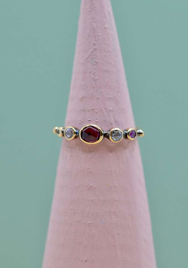 Rose & Lini DORETTE DIAMONDS & SAPPHIRES “BAGUE SIMPLE” GOLD RING Shopping Online