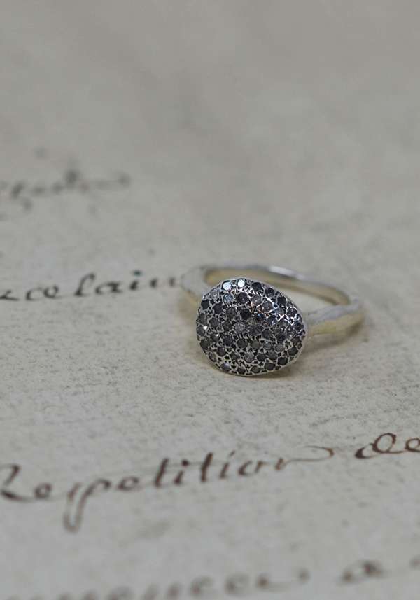 Rose & Lini ROSAMARIA “BLAZE” GREY DIAMONDS SILVER RING Sconto