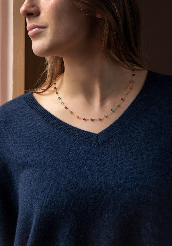 Rose & Lini ABSOLUT CASHMERE “PONCHO CAMILLE” NAVY In Vendita