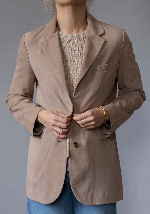 Rose & Lini KILTIE SUEDE LEATHER “LUCAS JACKET” SAND Vendita Calda