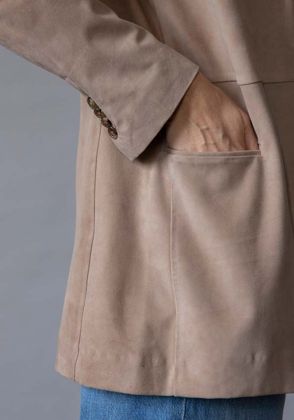 Rose & Lini KILTIE SUEDE LEATHER “LUCAS JACKET” SAND Vendita Calda