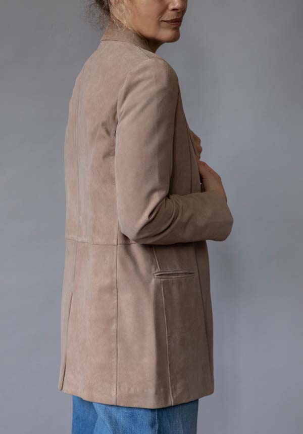 Rose & Lini KILTIE SUEDE LEATHER “LUCAS JACKET” SAND Vendita Calda