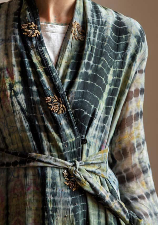 Rose & Lini OBIDI PATTERNED SILK “AMBER DRESS” BLACK Vendita Economica