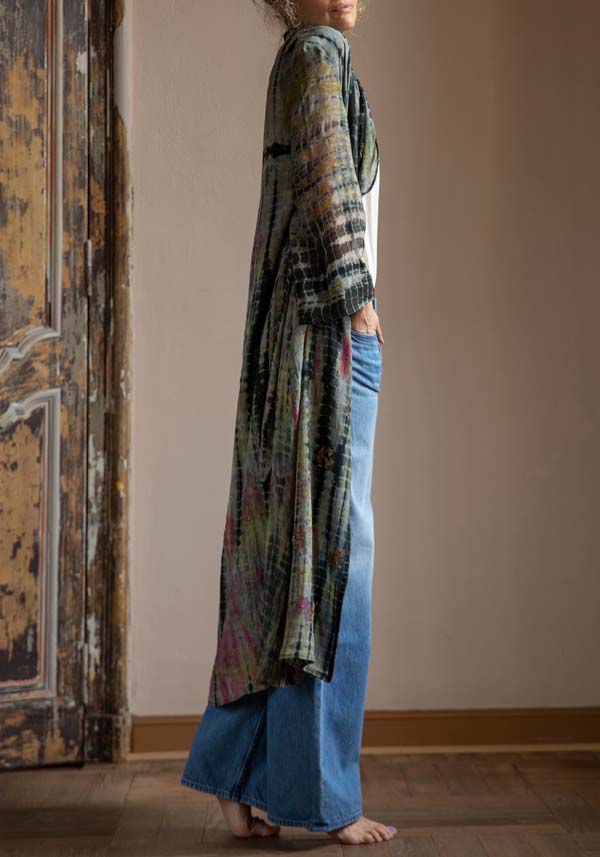 Rose & Lini OBIDI PATTERNED SILK “AMBER DRESS” BLACK Vendita Economica