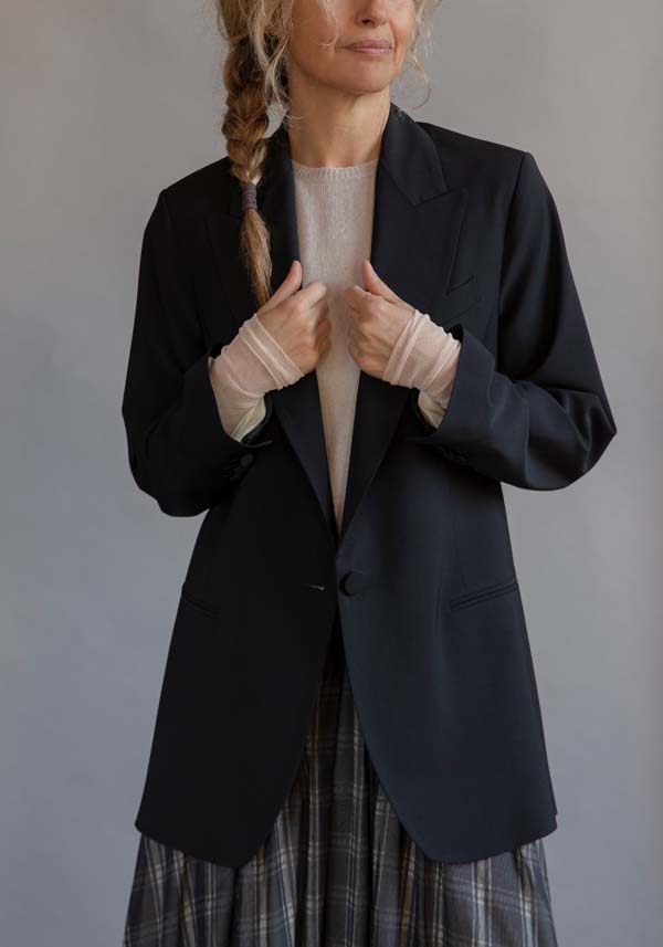 Rose & Lini KILTIE WOOL “DESOTO JACKET” BLACK Saldi Di Fabbrica