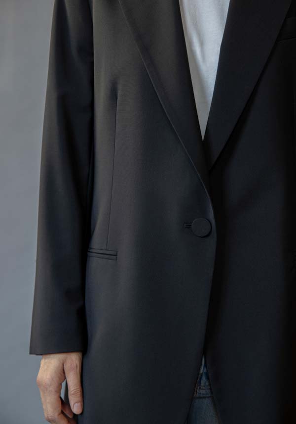 Rose & Lini KILTIE WOOL “DESOTO JACKET” BLACK Saldi Di Fabbrica