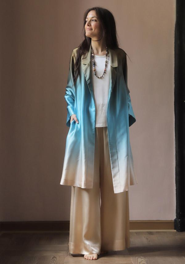 Rose & Lini SLEEP NO MORE SILK “SNM04” CHINA BLUE DUSTY COAT I Più Venduti