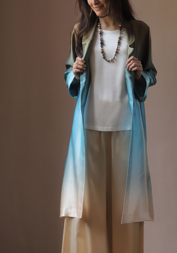 Rose & Lini SLEEP NO MORE SILK “SNM04” CHINA BLUE DUSTY COAT I Più Venduti