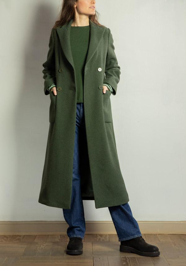 Rose & Lini CRISTINA BONFANTI YACK “LARES” MOSS GREEN COAT Vendite Flash