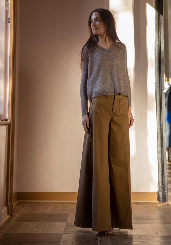 Rose & Lini PS. DON’T FORGET ME “GRACE DYED” WIDE LEG JEANS VIGOGNA Spedizione gratuita